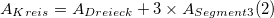 A_{Kreis}=A_{Dreieck}+3\times A_{Segment 3} (2)